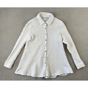 Habitat‎ Textured Shirt Womens Small White Relaxed Lagenlook Button Up Artsy